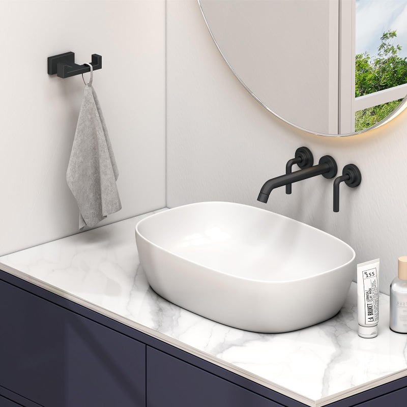 Suyar Double Towel Hook, SUS 304 Stainless Steel Coat Robe Hook for Bathroom, Hand Towel Holder, Matte Black - Image 2